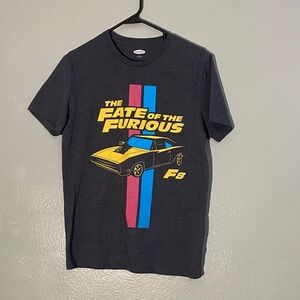 Old Navy Black Graphic Tee with Yellow, Pink, and Blue Accents
